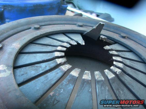 Damaged clutch pressure plate with broken diaphragm spring