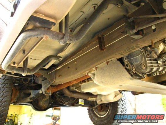 1996 Ford Bronco underbody showing frame, exhaust, and rear axle