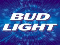 Bud Light logo on a blue, radial background