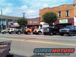 Multiple SUVs parked side-by-side on a street