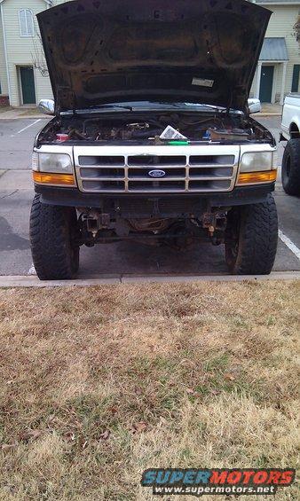 1994 Ford Bronco front view, hood open