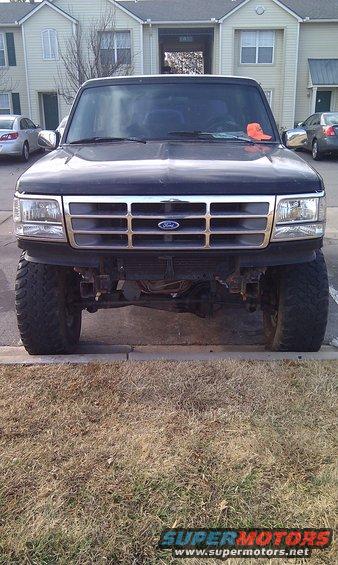 1994 Ford Bronco front view with aftermarket bumper and large tires