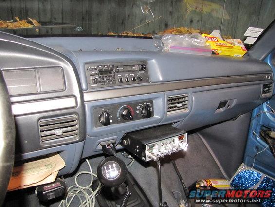 1993 Ford F-250 interior showing dashboard, CB radio, and manual shifter