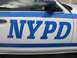 2002 Ford Crown Victoria - Close-up of the side door of an NYPD vehicle, showing the distinctive blue lettering.