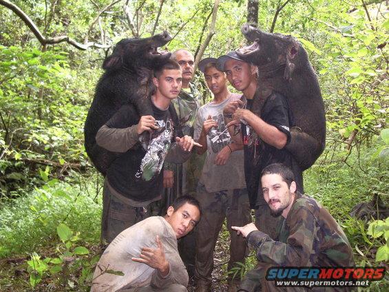 Josh and Miguel at bottom, Dayton in middle with Richie along with 2 friends with the hogs.