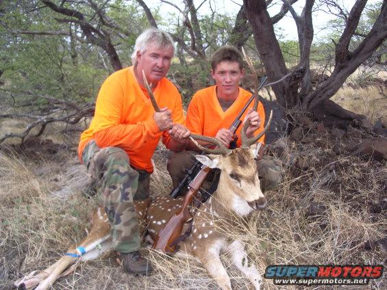Lanai deer with Curt and his son Brandon.
