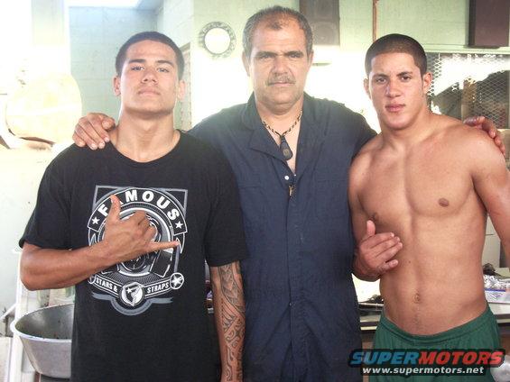 Richie with Peter Boy Desaulniers and Rico Newman of the Hawaii State Champion Leilehua Mules football team. Peter Boy was starting safety and Rico was starting running back. Richard took them hunting every weekend since younger than 10. Both will tell you that hunting with DeLima made football practice laughable.
