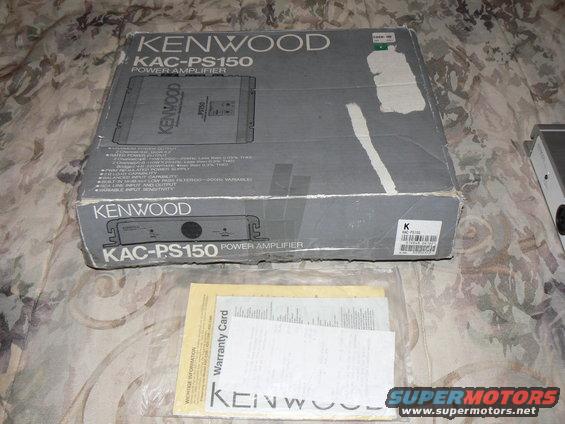 Kenwood KAC-PS150 power amplifier box with warranty card and manual