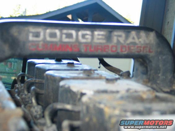 Dodge Ram Cummins Turbo Diesel engine manifold with visible text