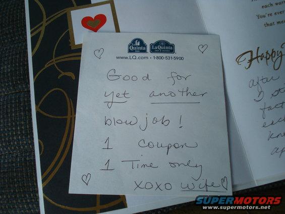 Handwritten note with La Quinta logo and text about a coupon
