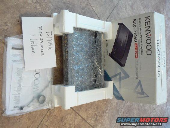 Kenwood KAC-9104D Class D Mono Power Amplifier, 1800W, in original packaging with manual and note dated 1/18/2011