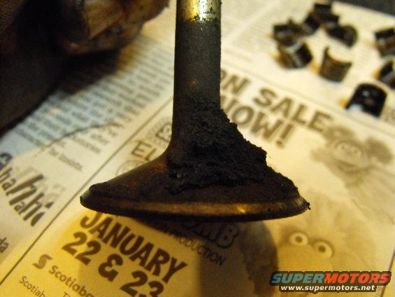 It could be just the valve face not sealing well against it's valve seat in the head. Either way it's got some special attention coming it's way when I lap it back into the seat.