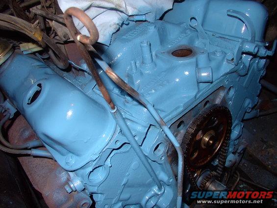Cleaned off all the scunge and painted what I could reach with 70s Chrysler engine blue.