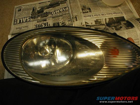 A straight ahead view of one of the headlights before polishing. Not a true before shot since I'd already polished once with just plastic polish.