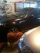 2007 Infiniti FX35 - A dog is partially visible between two cars parked inside a garage.