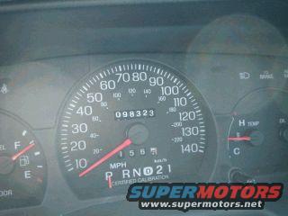 Interior gauge cluster with odometer reading 098323