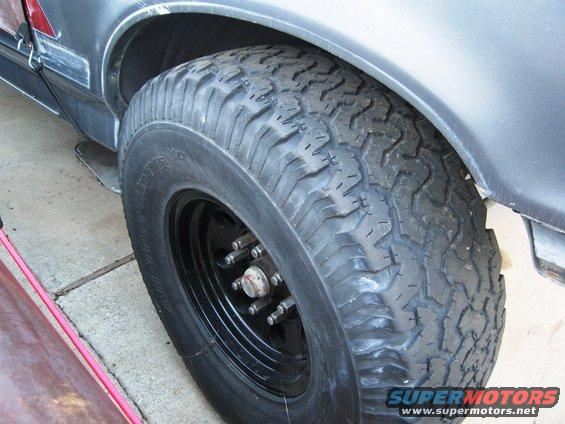 Close-up of a tire and fender on a vehicle