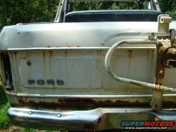 White 1979 Ford Bronco rear with 'FORD' badging and chrome bumper
