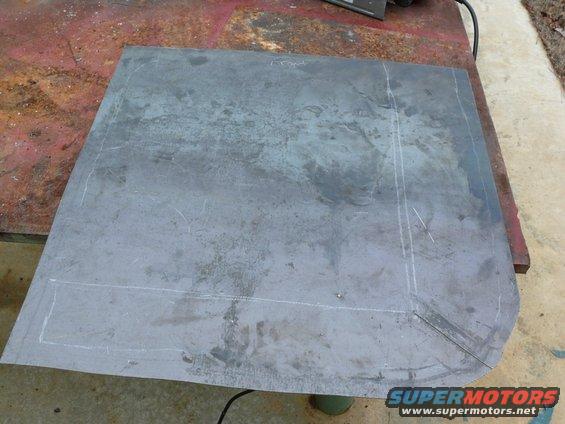 Sheet metal cut to shape with scribe lines for a project