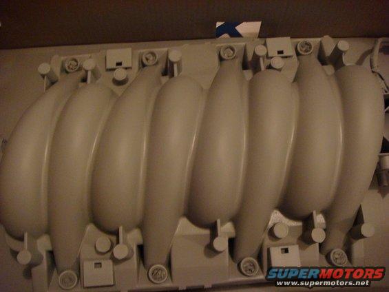 Plastic intake manifold with multiple runners and mounting points