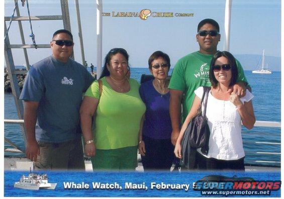 From left me, my wife, my mother in law Susan, brother in law Ryan and his wife Laurie on whale watch ride in Lahaina, Maui.