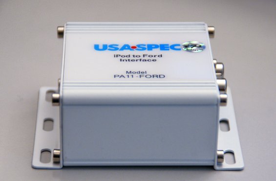 Silver iPod to Ford Interface device with "USA-SPEC" logo and model PA11-FORD printed on top