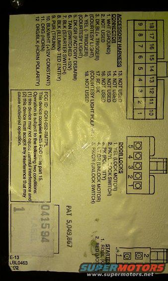 Wiring diagram document with labels for accessory harness, door locks, and starter