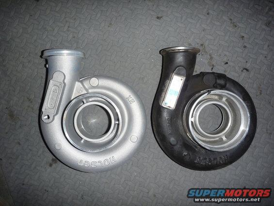 Comparison between stock HX35 housing and Holset hybrid housing