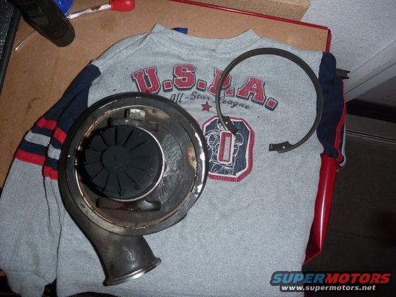 Turbocharger housing and clamp on a U.S.A. All-Star League sweatshirt