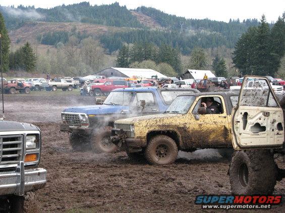 1978 Ford Bronco in mud, 3q-front view