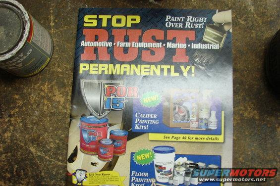 Catalog cover for POR-15 Stop Rust products, showing paint cans and kits