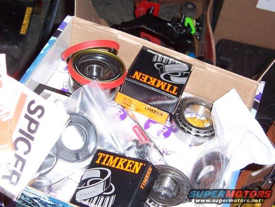 Box of Timken and Spicer bearings and seals