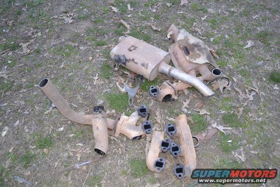 All the broken exhaust parts that will be replaced