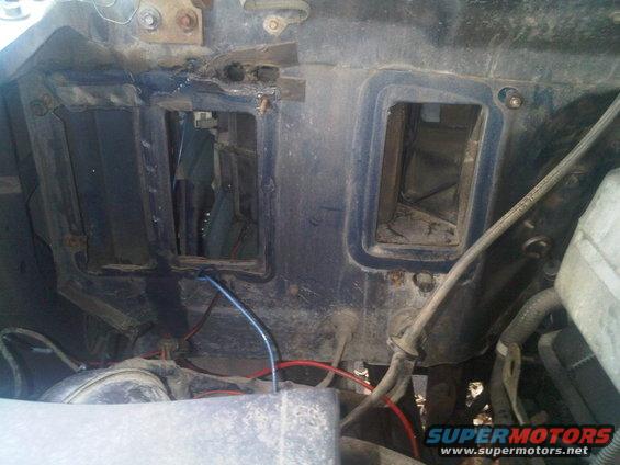 close-up of vehicle's interior ductwork with exposed wires