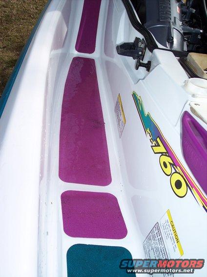 1996 Yamaha RA760 WaveRaider 2-P jet ski interior with purple padding and '760' decal