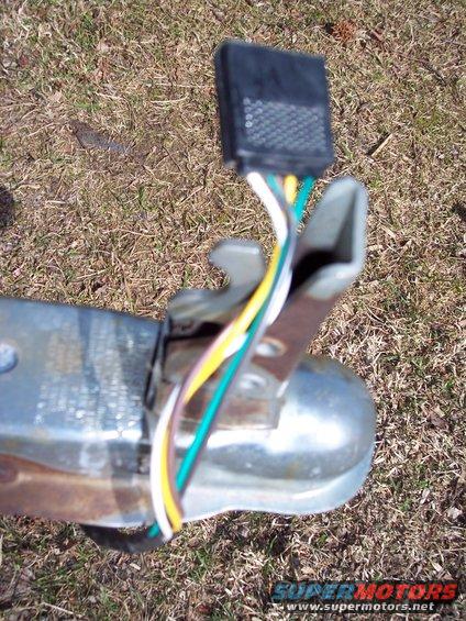 Trailer hitch wiring harness with black connector and colored wires