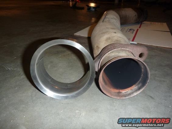 Exhaust pipe with flange and separate metal ring