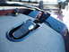 1993 Tracker Tournament - Close-up of a boat's interior, focusing on the recessed foot control for the trolling motor and associated wiring.