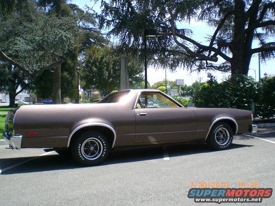Brown 1979 Ford Ranchero parked on asphalt, side view