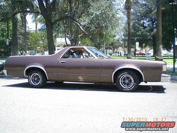 Brown 1979 Ford Ranchero parked curbside, side view