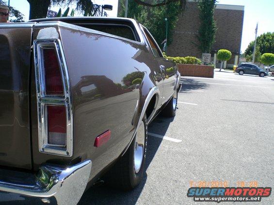 1979 Ford Ranchero rear quarter panel and taillight, brown paint