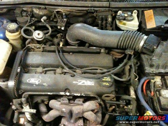 2002 Ford Focus engine bay with 16V Zetec engine