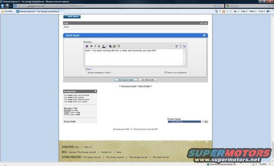 Screenshot of a forum post with text input and posting rules