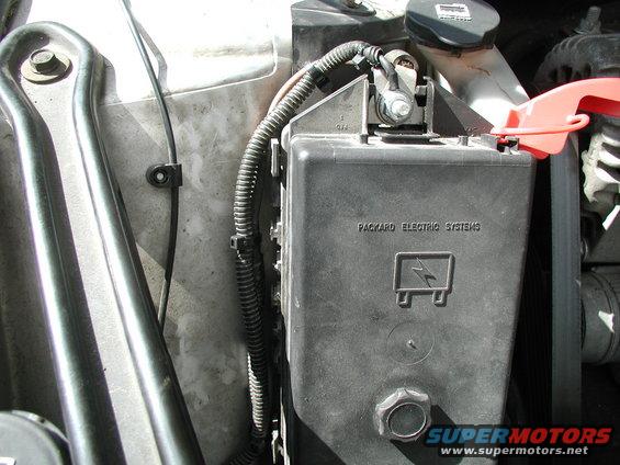 Engine bay fuse box labeled PACKARD ELECTRIC SYSTEMS with a fuse icon