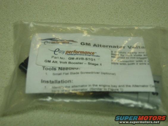 GM Alternator Volt Booster part in plastic packaging with installation instructions