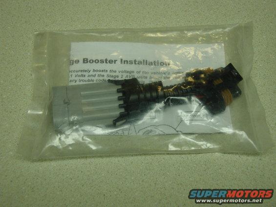 Voltage booster part in plastic packaging with installation instructions visible