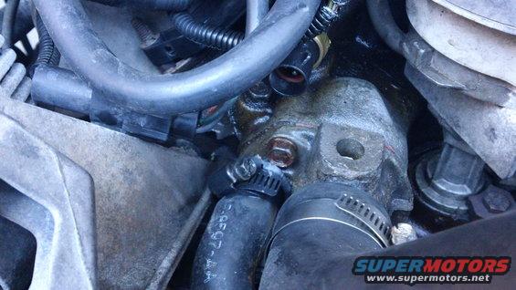 Engine cooling system part with hoses and sensor