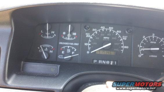 1994 Ford Bronco dashboard gauges showing speed, RPM, fuel, and temperature