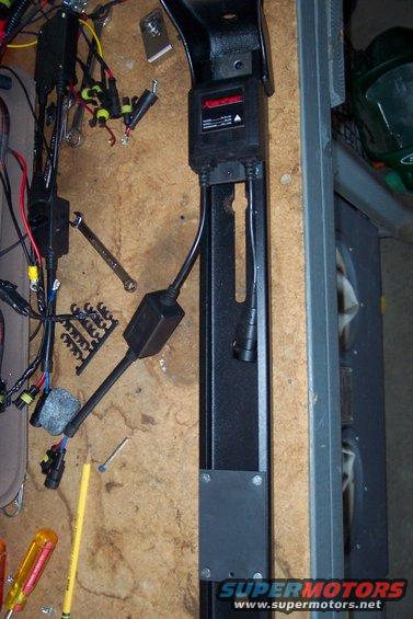 Black light bar wiring harness with red "Apex" label
