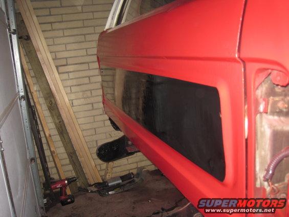 1979 Ford Bronco rear quarter panel and window, red paint